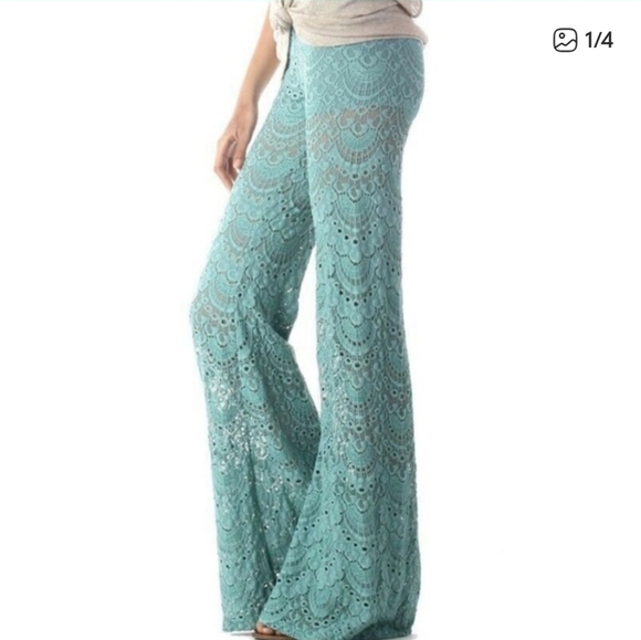 Free People Pants - Nightcap X Free People Spanish Bells Seafoam Green Lace Sz 1 XS/S